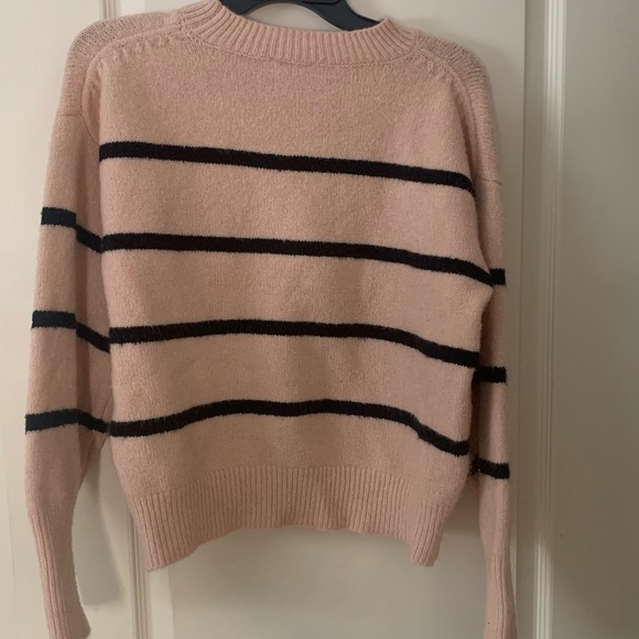Women’s Double Zero Spicy Small Pink W/ Black Stripes Sweater - Picture 5 of 6